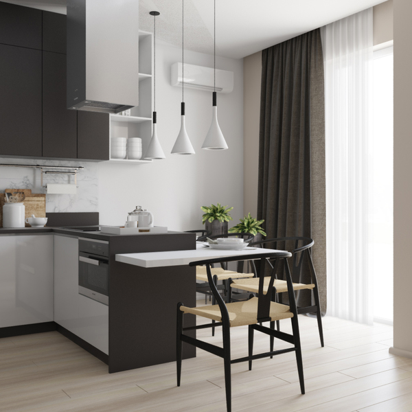 Кухня с барной стойкой