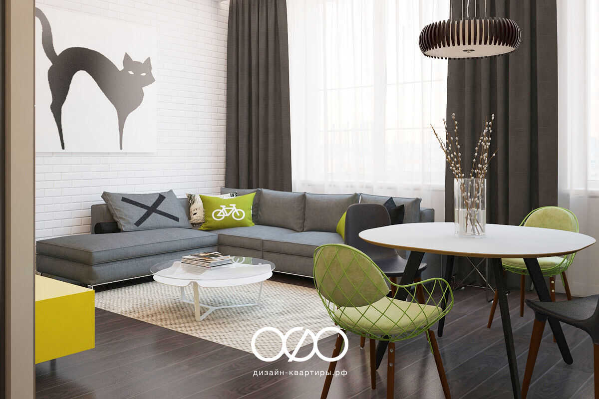 Дизайн гостиной со столом