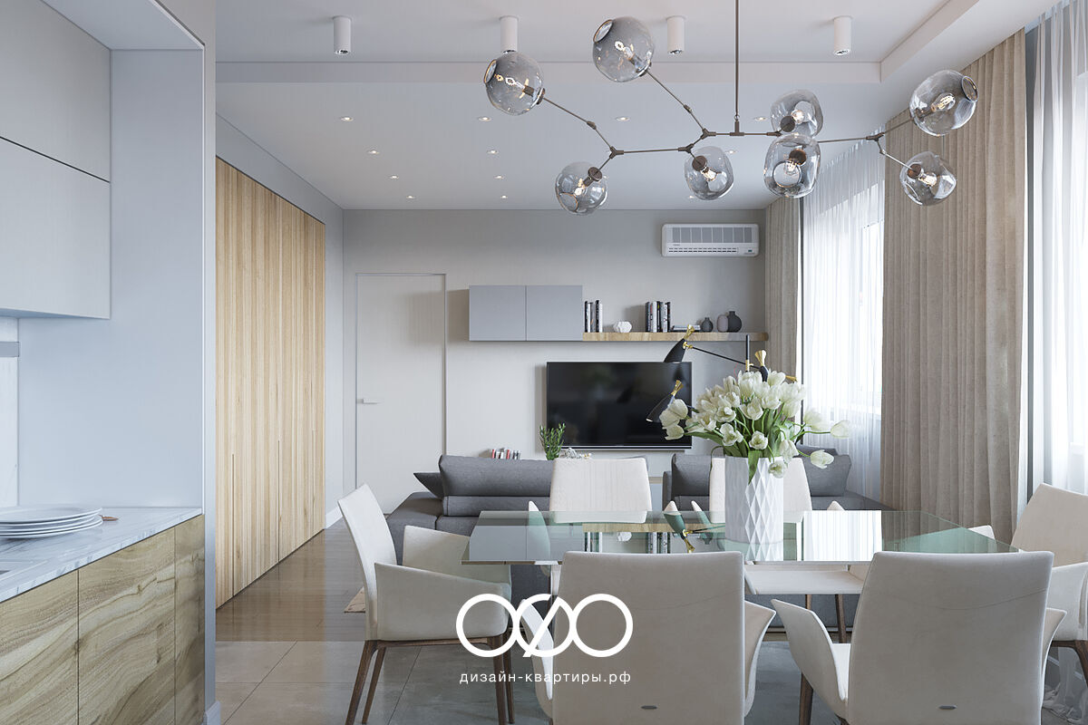 Дизайн-проект трехкомнатной квартиры в современном стиле в ЖК Приозерный в Железнодорожном