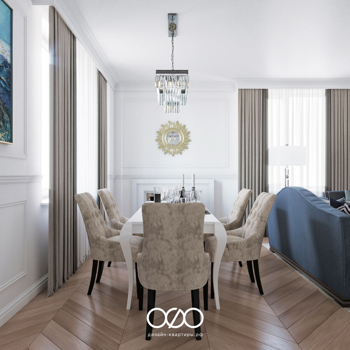 Дизайн-проект 4-комнатной московской квартиры в классическом стиле 