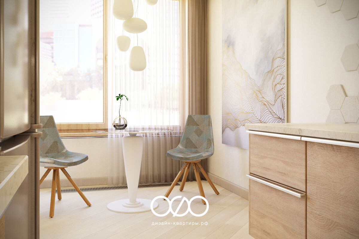 Дизайн-проект квартиры со свободной планировкой в современном стиле в ЖК Волга