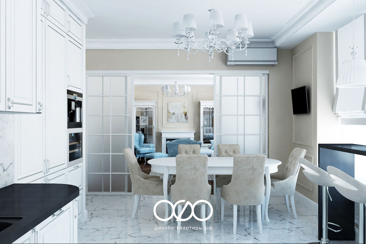 Дизайн кухни в стиле неоклассика для квартиры