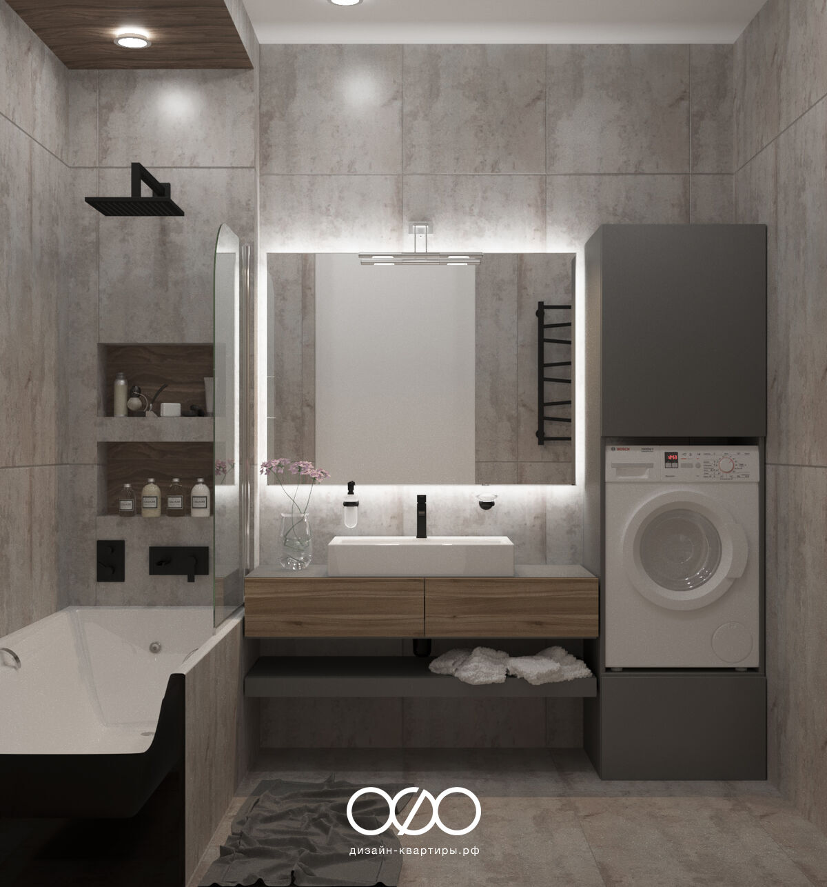 Дизайн-проект московской 2-комнатной квартиры в современном стиле лофт в ЖК 1147