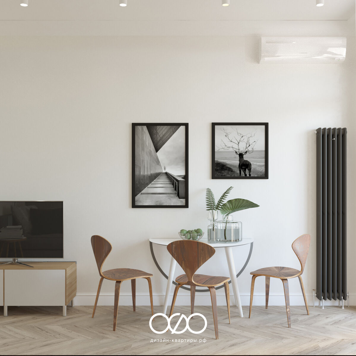 Дизайн гостиной со столом