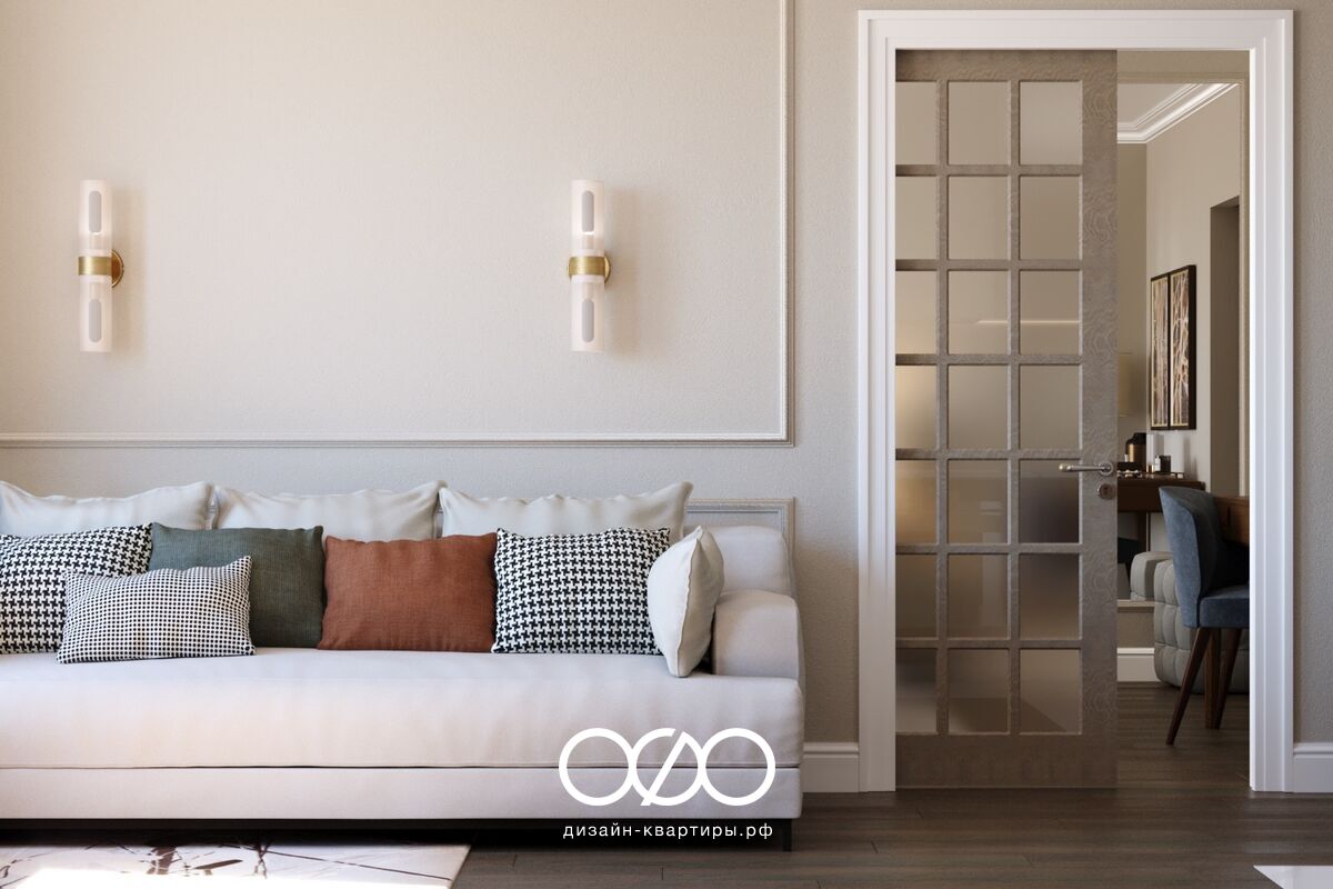 Дизайн-проект московской 1-комнатной квартиры В стиле современной классики в ЖК The MID