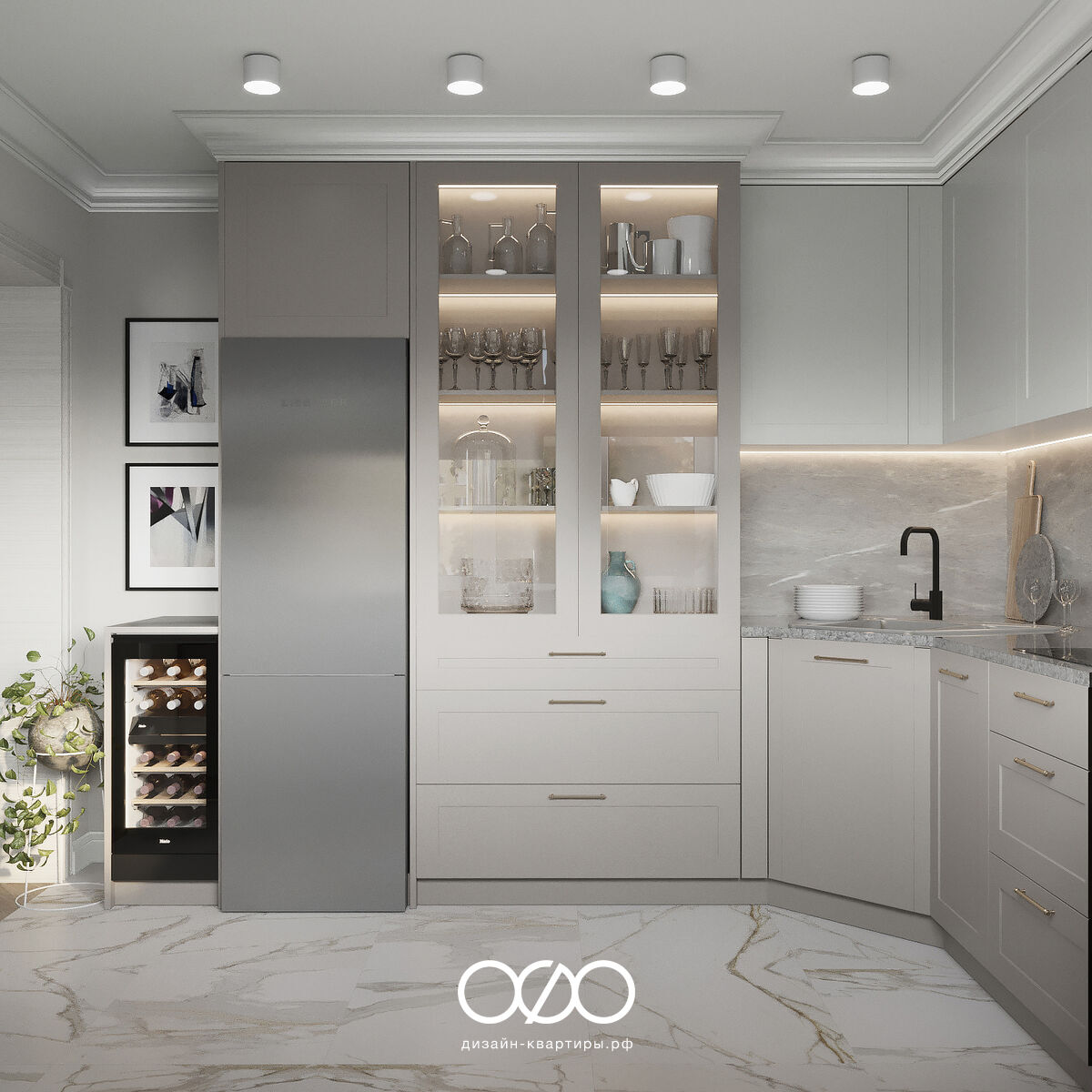 Дизайн кухни в стиле неоклассика для квартиры