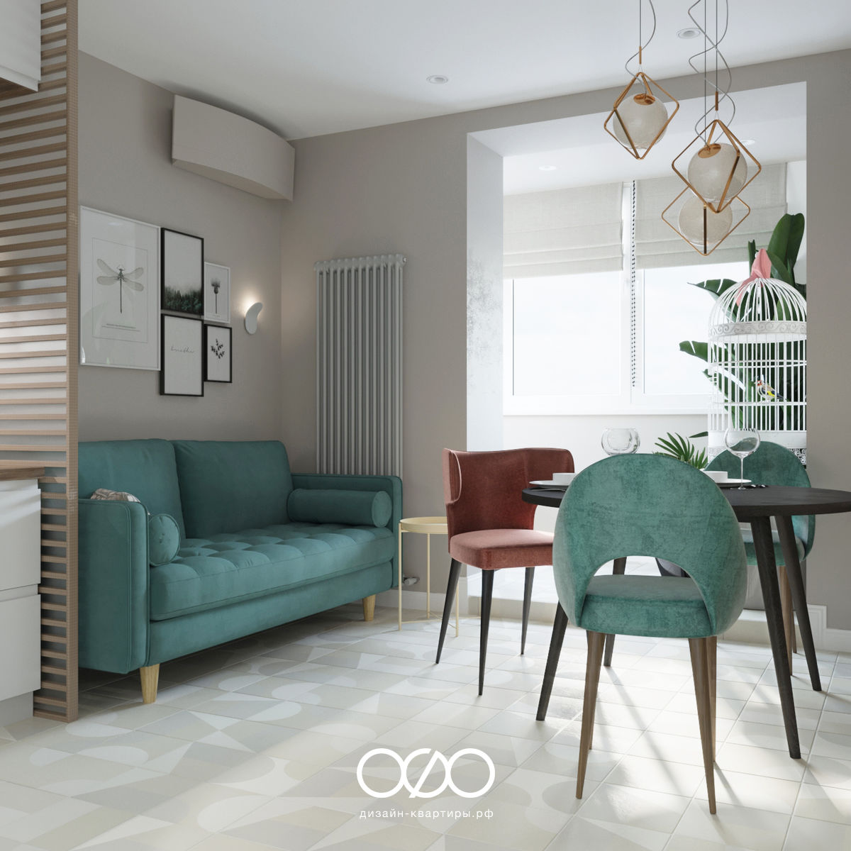 Дизайн гостиной со столом