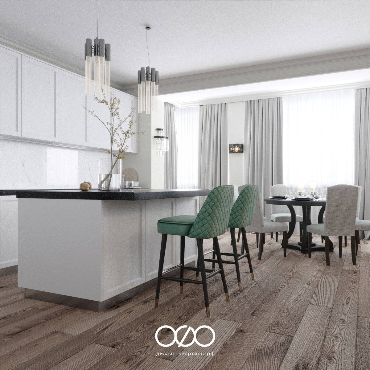 Кухня с барной стойкой