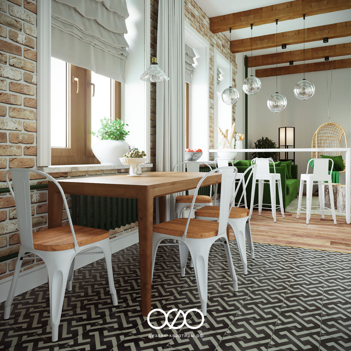 Дизайн гостиной со столом