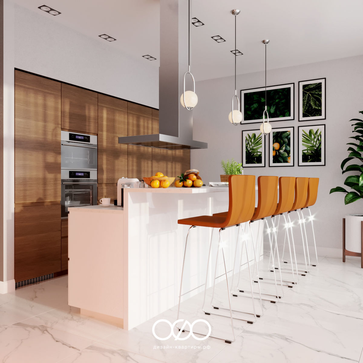 Кухня с барной стойкой