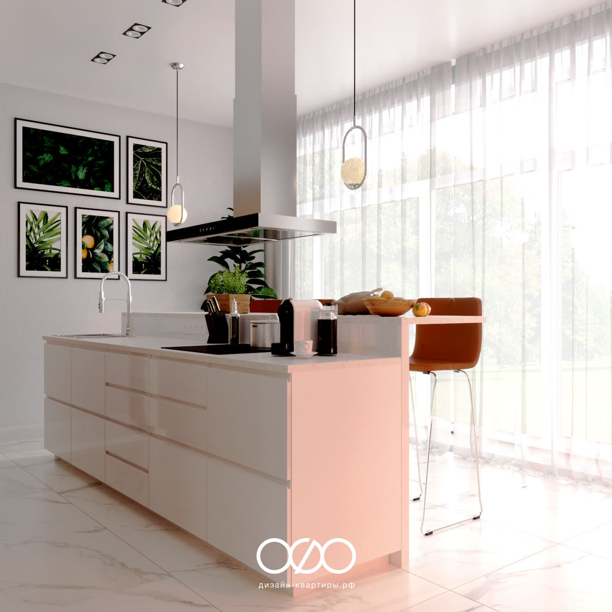 Кухня с барной стойкой