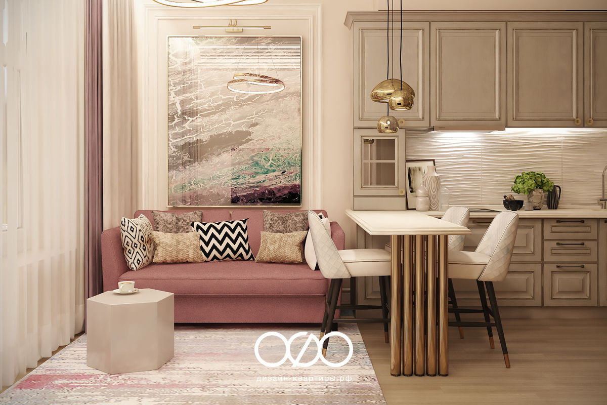 Дизайн-проект московской 1-комнатной квартиры площадью 54 м2 в современном стиле в ЖК Сердце столицы