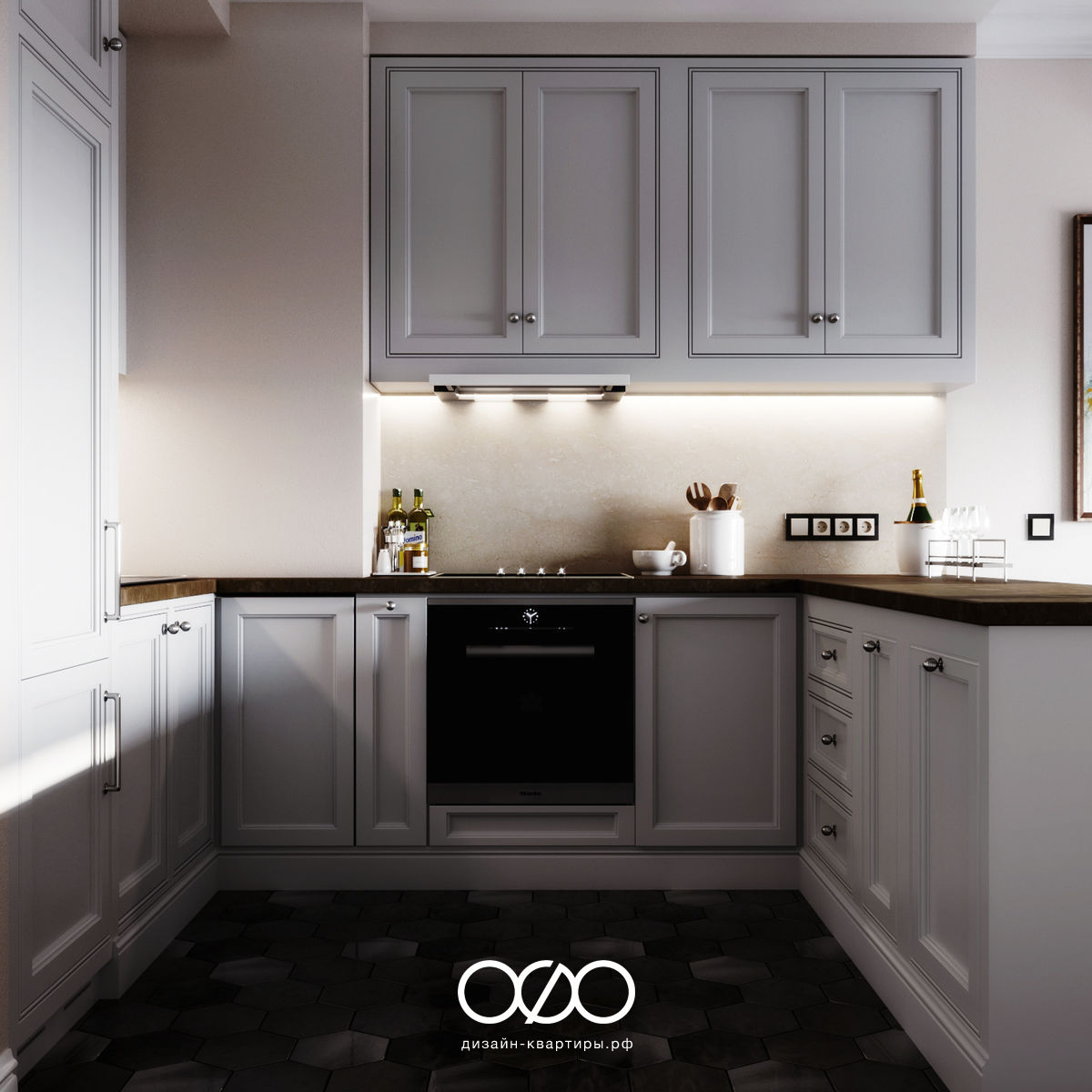 Дизайн кухни в стиле неоклассика для квартиры