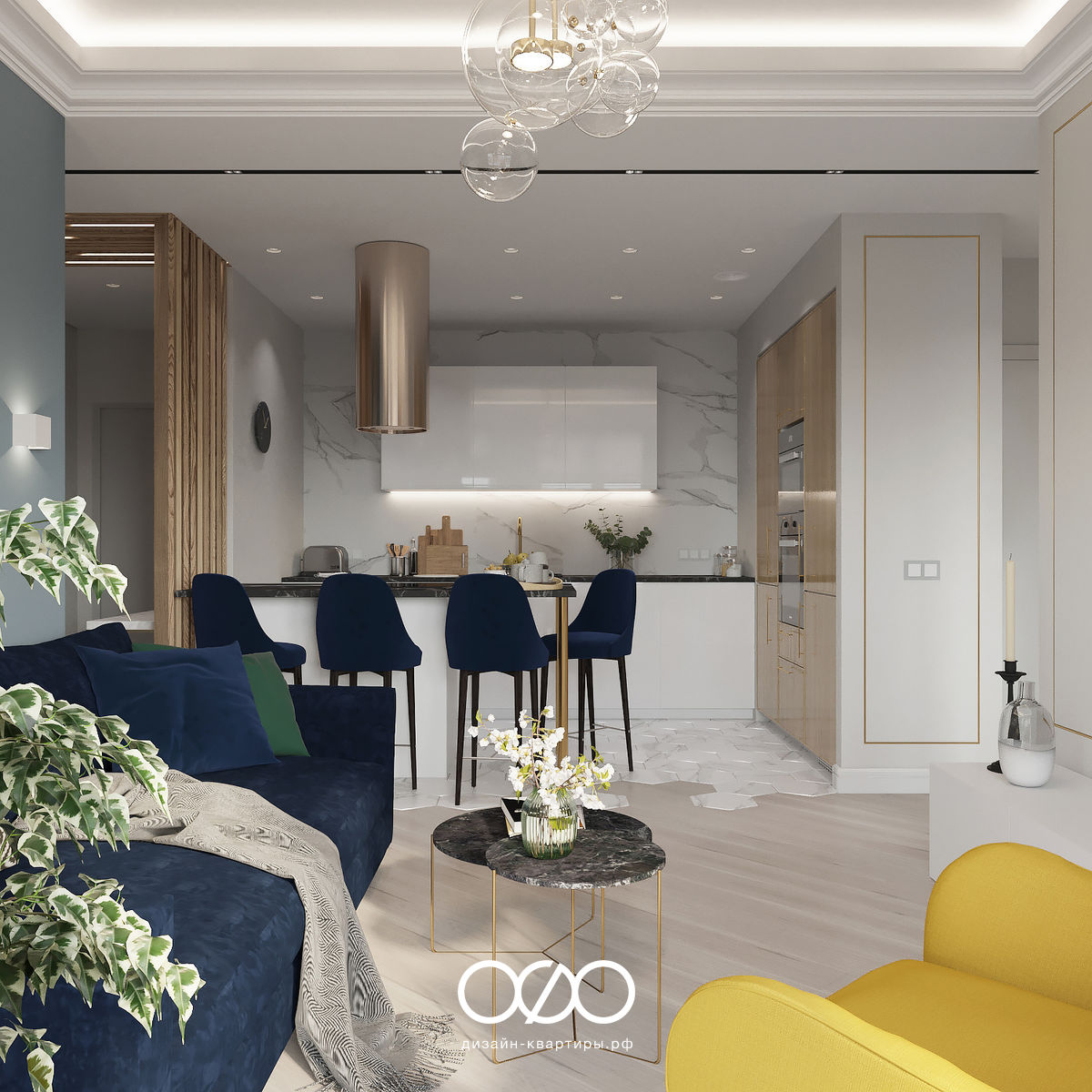 Дизайн-проект 3-комнатной квартиры в современном стиле в ЖК Хорошёвский