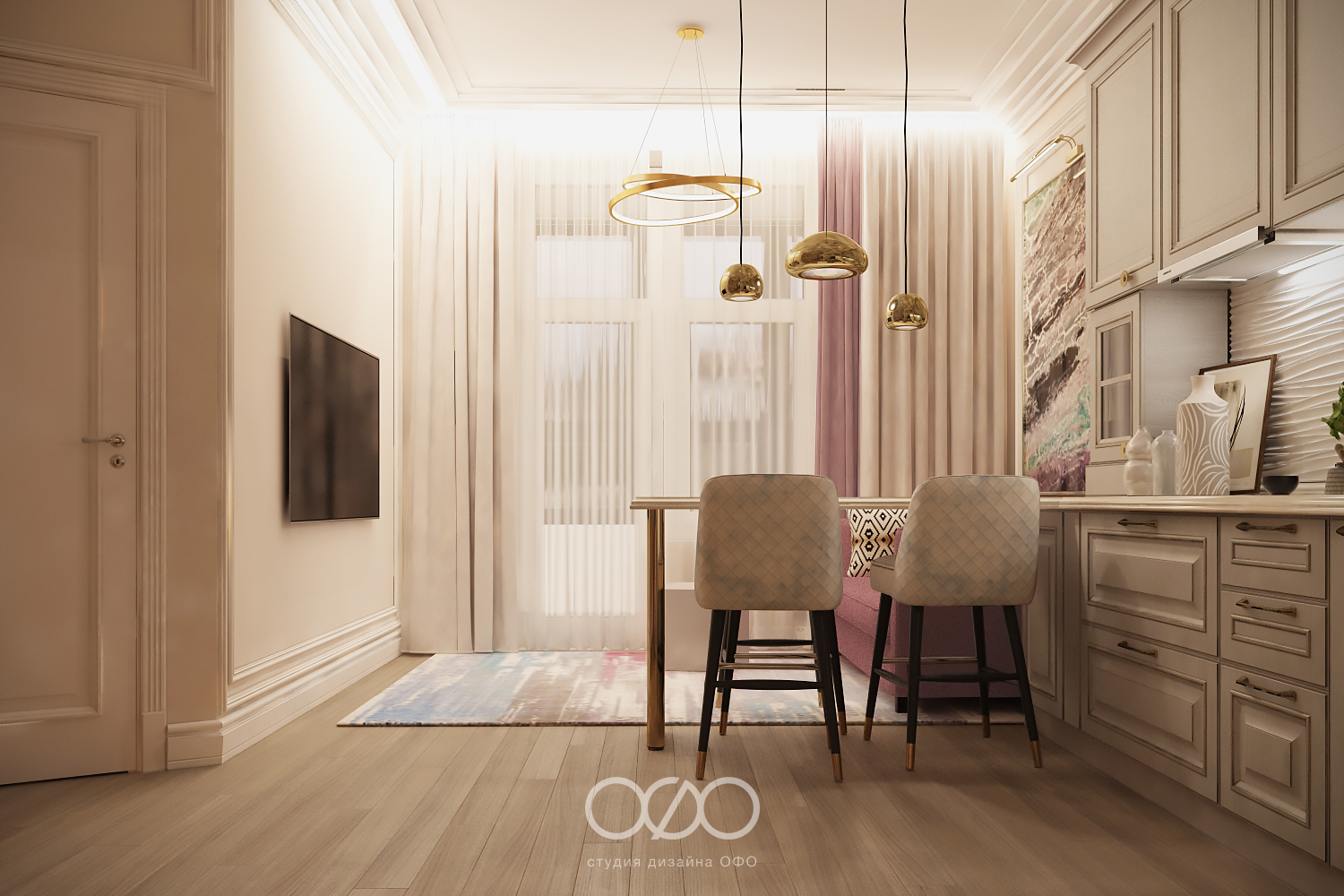 Дизайн-проект московской 1-комнатной квартиры площадью 54 м2 в современном стиле в ЖК Сердце столицы