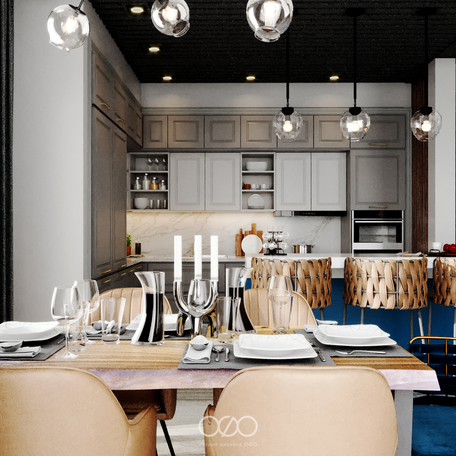 Дизайн кухни в стиле неоклассика для квартиры