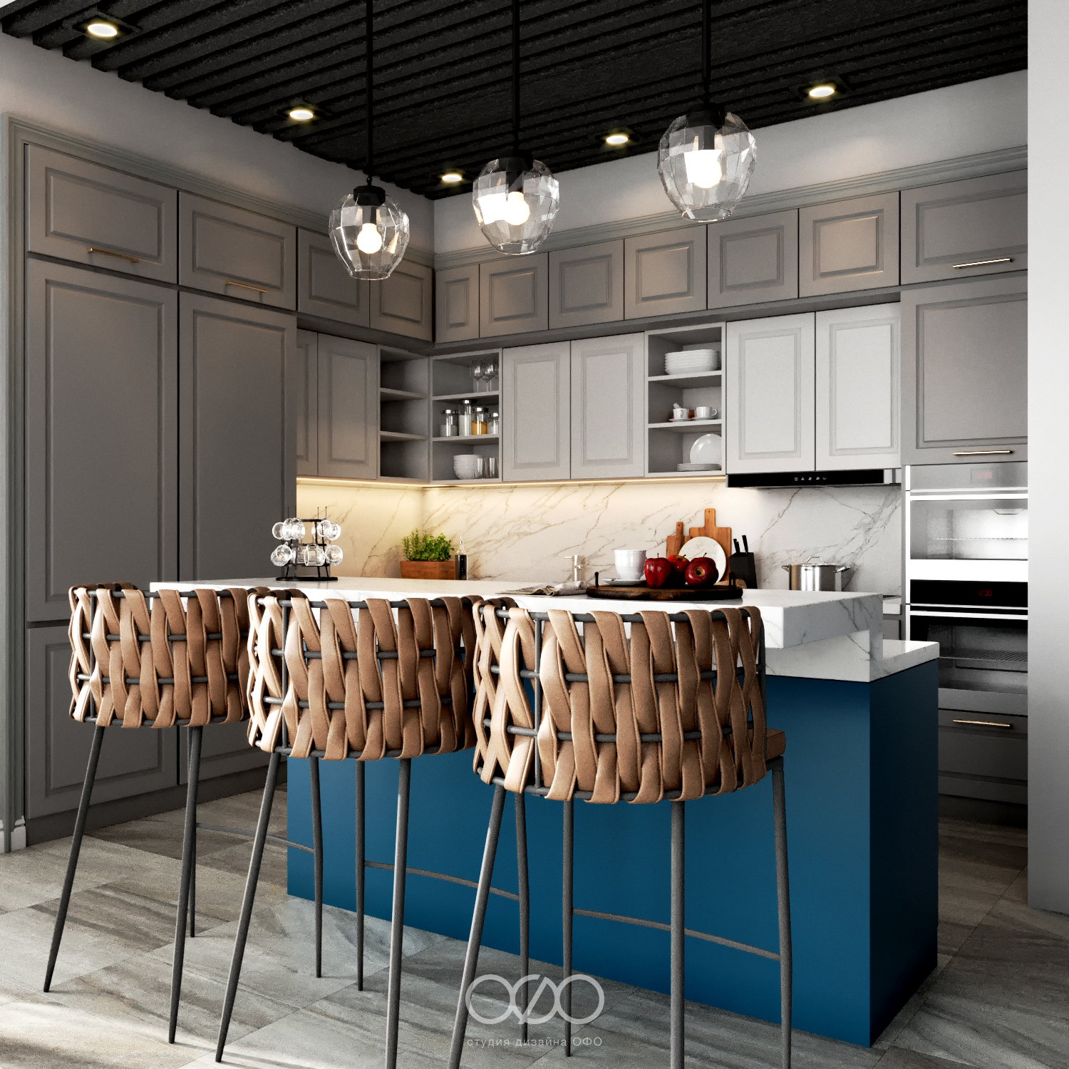 Кухня с барной стойкой