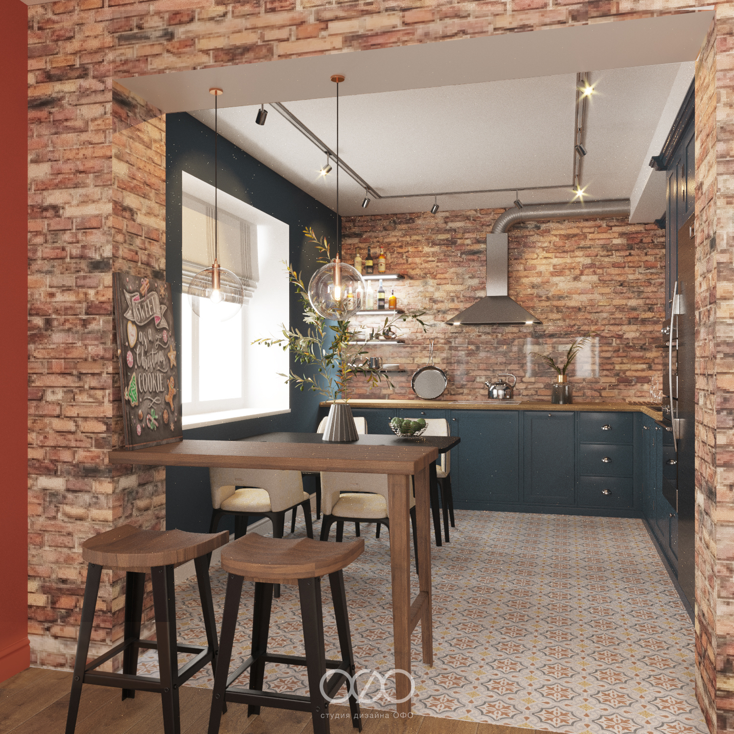 Кухня с барной стойкой