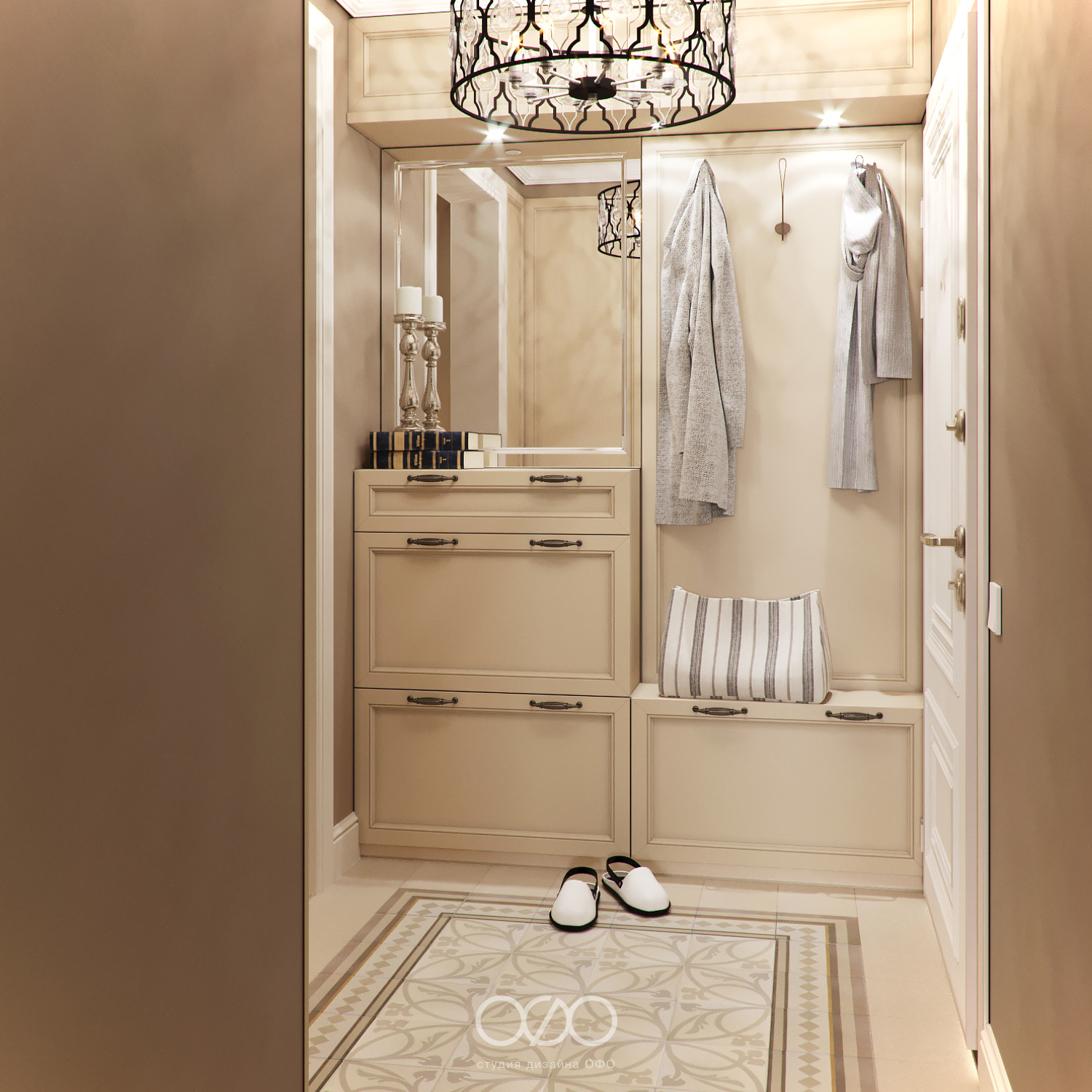 Дизайн-проект 2-комнатной квартиры в неоклассическом стиле в ЖК Селигерская