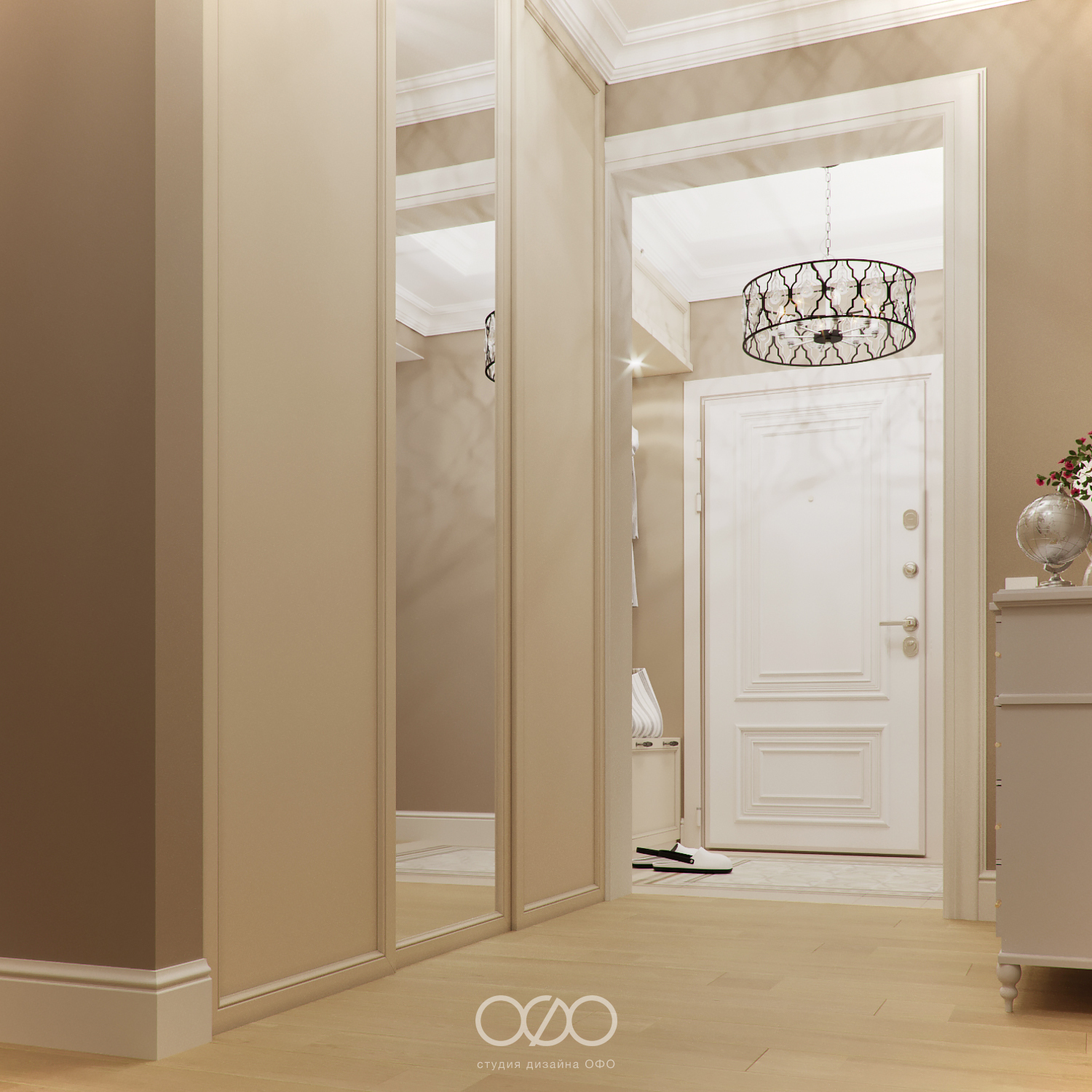 Дизайн-проект 2-комнатной квартиры в неоклассическом стиле в ЖК Селигерская