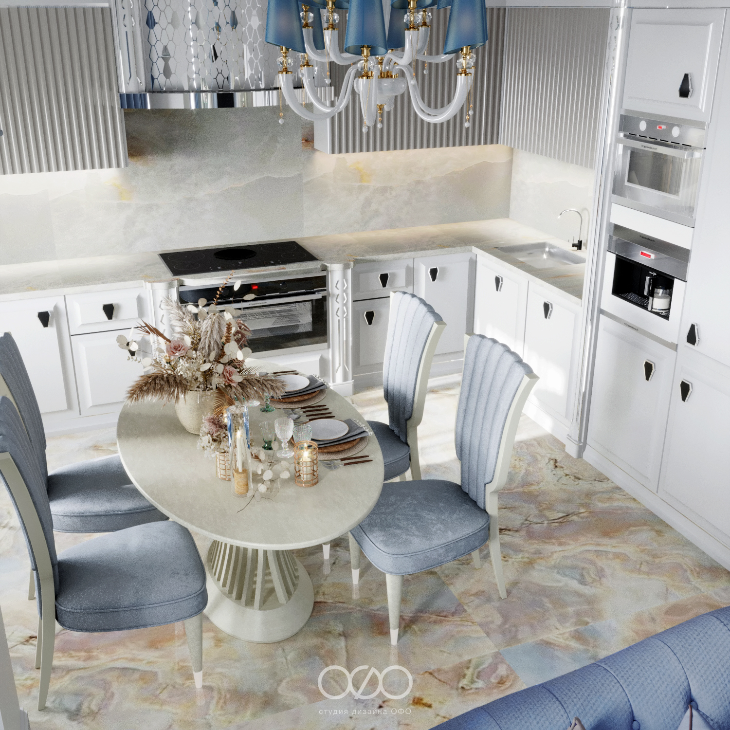 Дизайн кухни в стиле неоклассика для квартиры