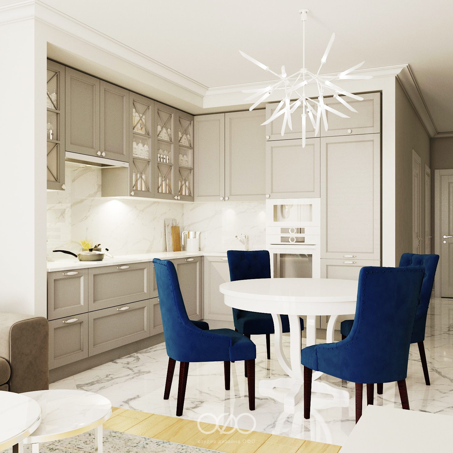 Дизайн кухни в стиле неоклассика для квартиры