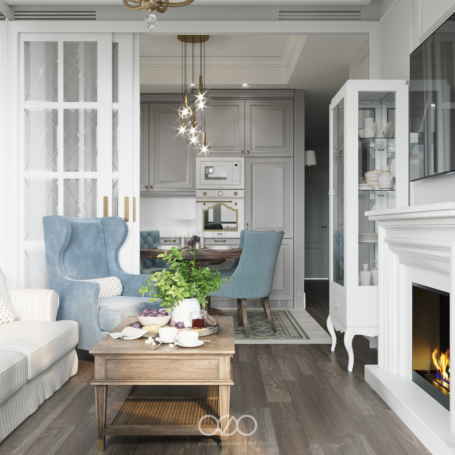 Дизайн-проект 3-комнатной квартиры в неоклассическом стиле в ЖК Аалто