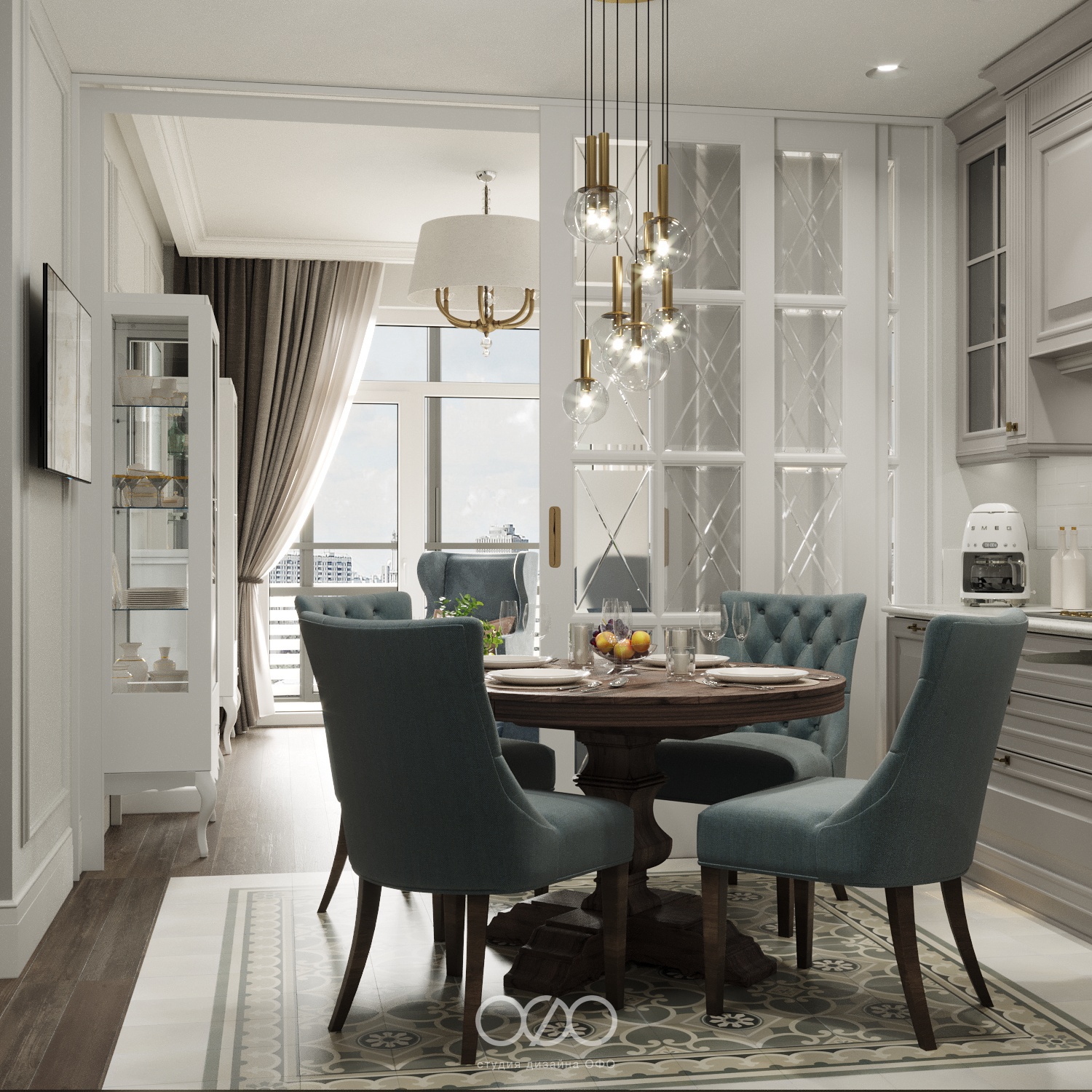 Дизайн-проект 3-комнатной квартиры в неоклассическом стиле в ЖК Аалто