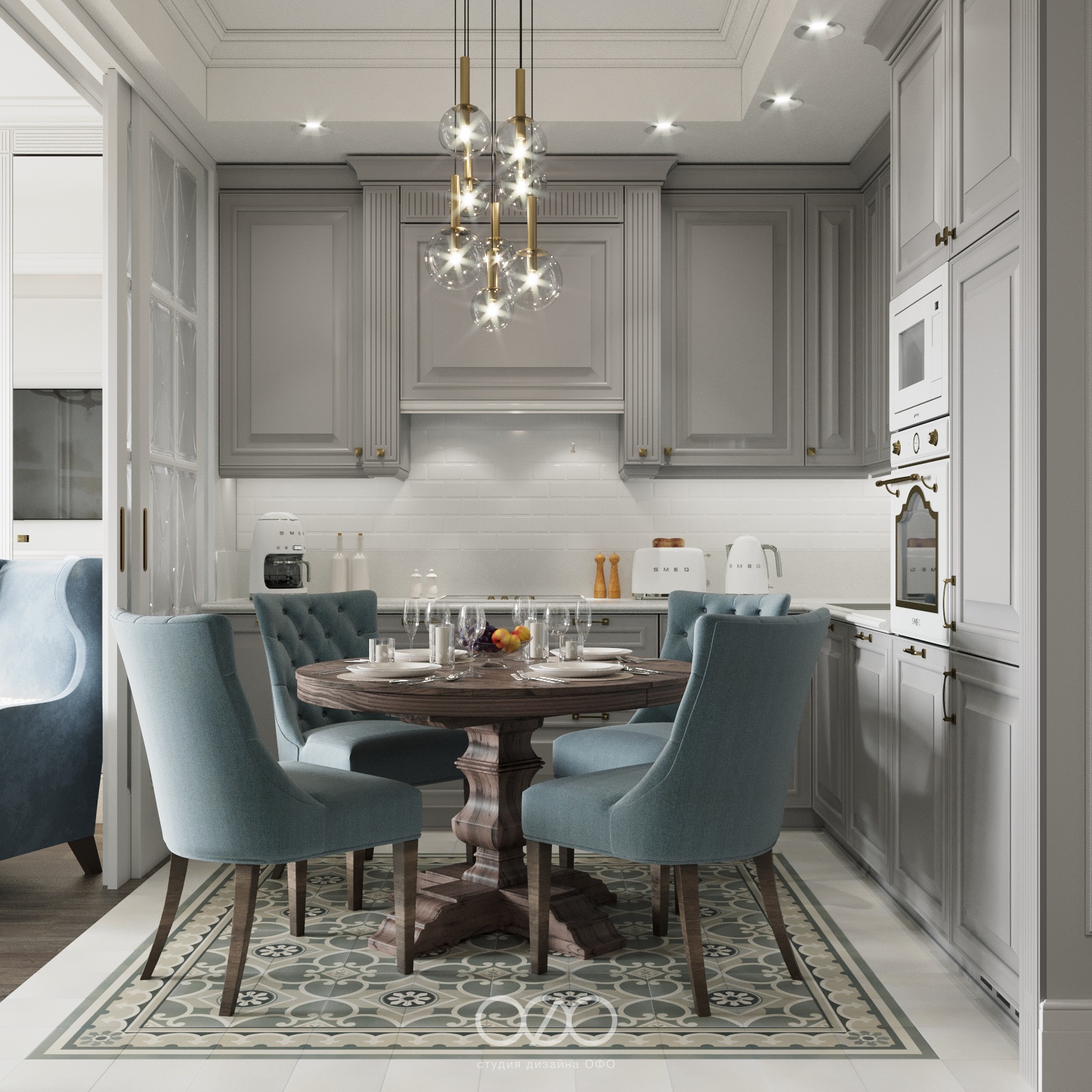 Дизайн-проект 3-комнатной квартиры в неоклассическом стиле в ЖК Аалто