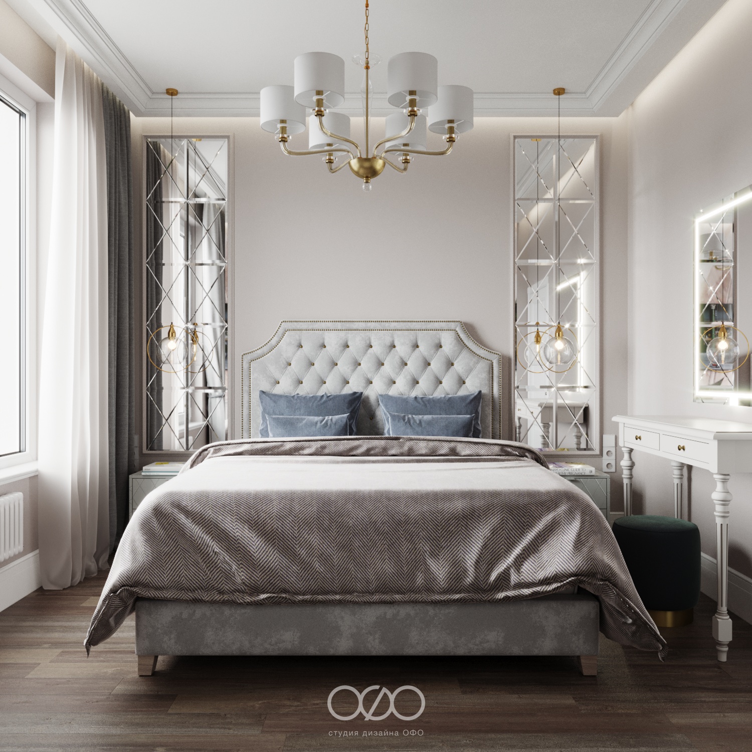 Дизайн-проект 3-комнатной квартиры в неоклассическом стиле в ЖК Аалто