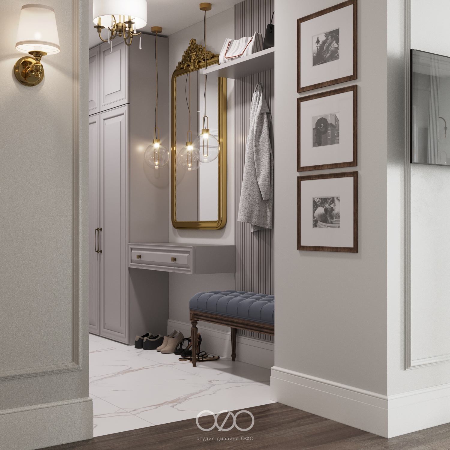 Дизайн-проект 3-комнатной квартиры в неоклассическом стиле в ЖК Аалто