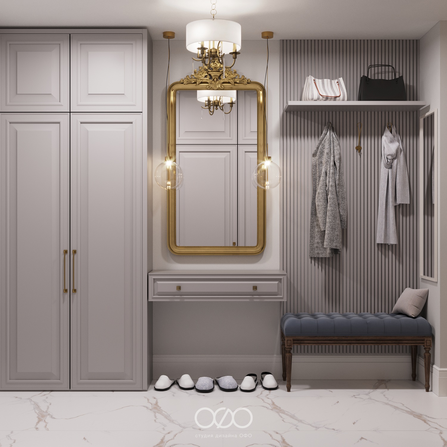 Дизайн-проект 3-комнатной квартиры в неоклассическом стиле в ЖК Аалто