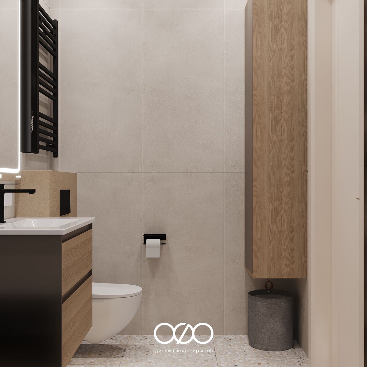 Дизайн-проект двухкомнатной квартиры в современном стиле в Москве, площадью 64 м2 в ЖК Green Park.