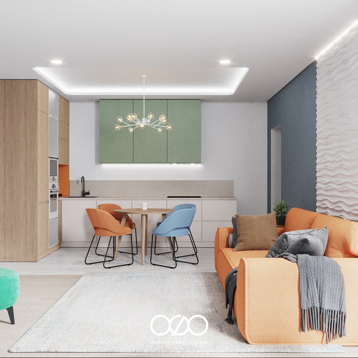 Дизайн большой кухни