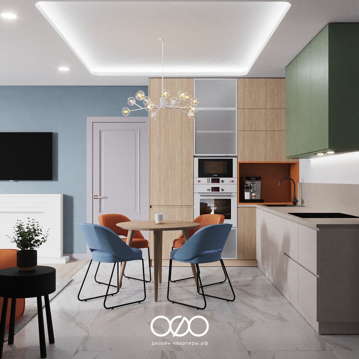 Дизайн большой кухни