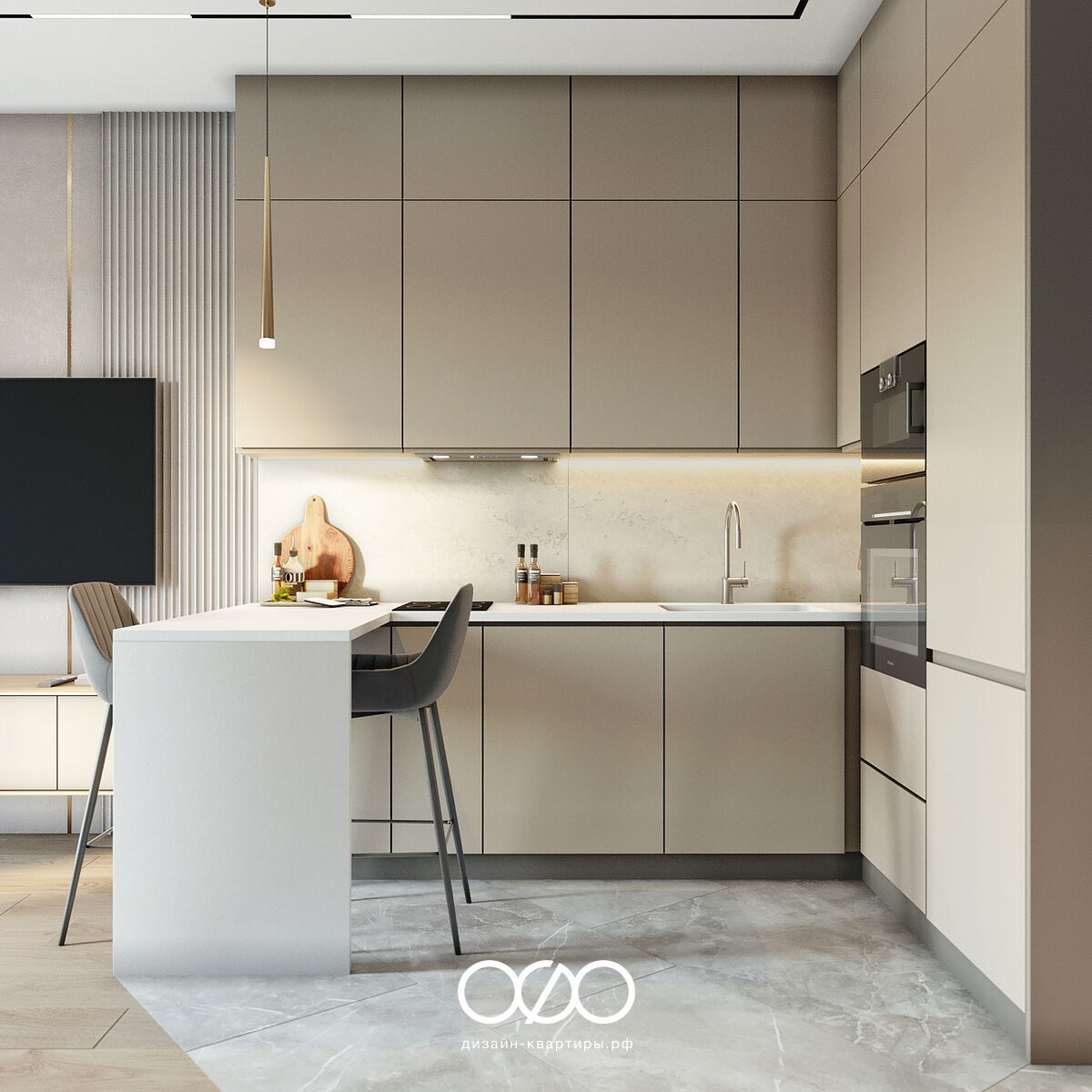 Кухня с барной стойкой