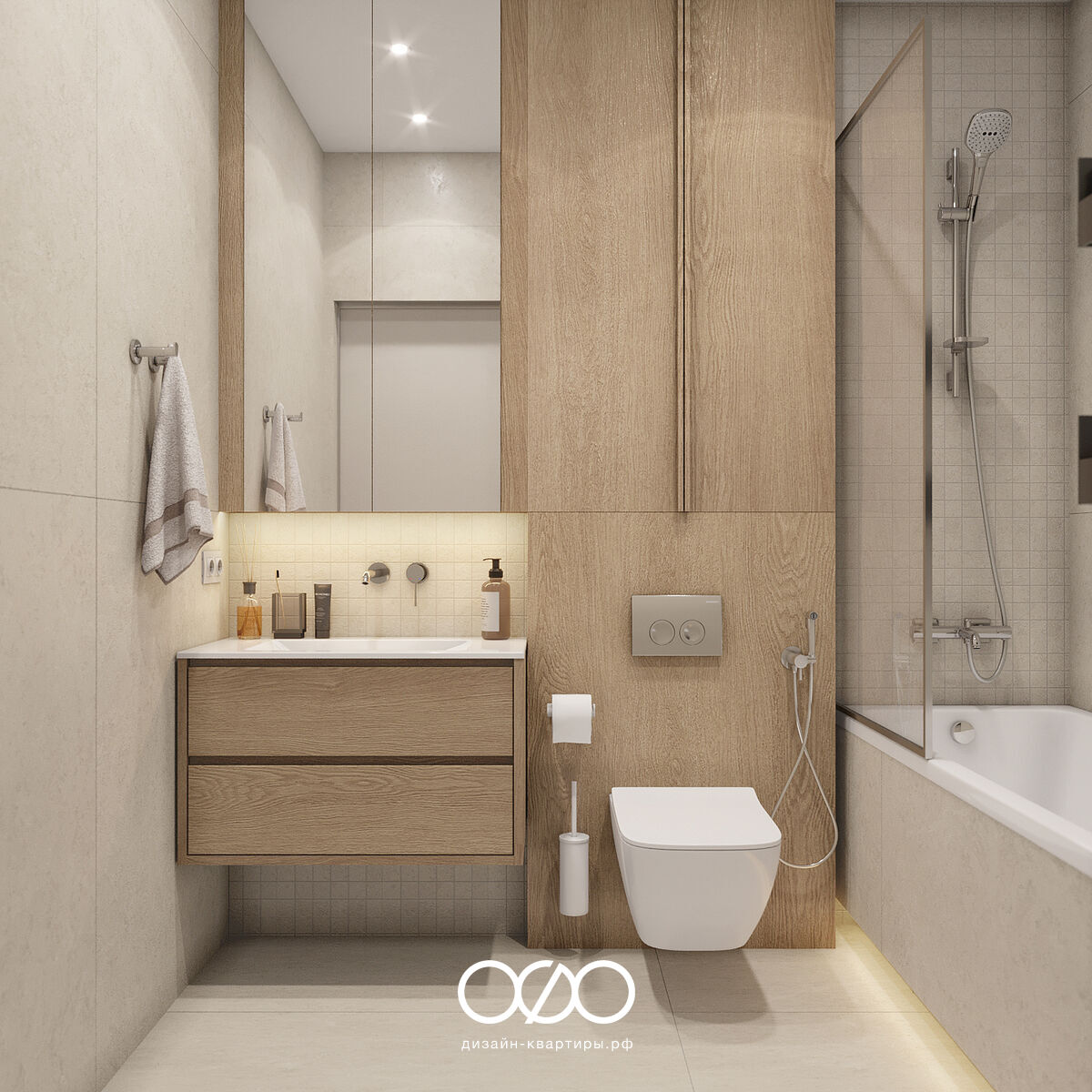 Дизайн-проект 2-комнатной квартиры 40 м2 в стиле минимализм. Москва, ЖК D1