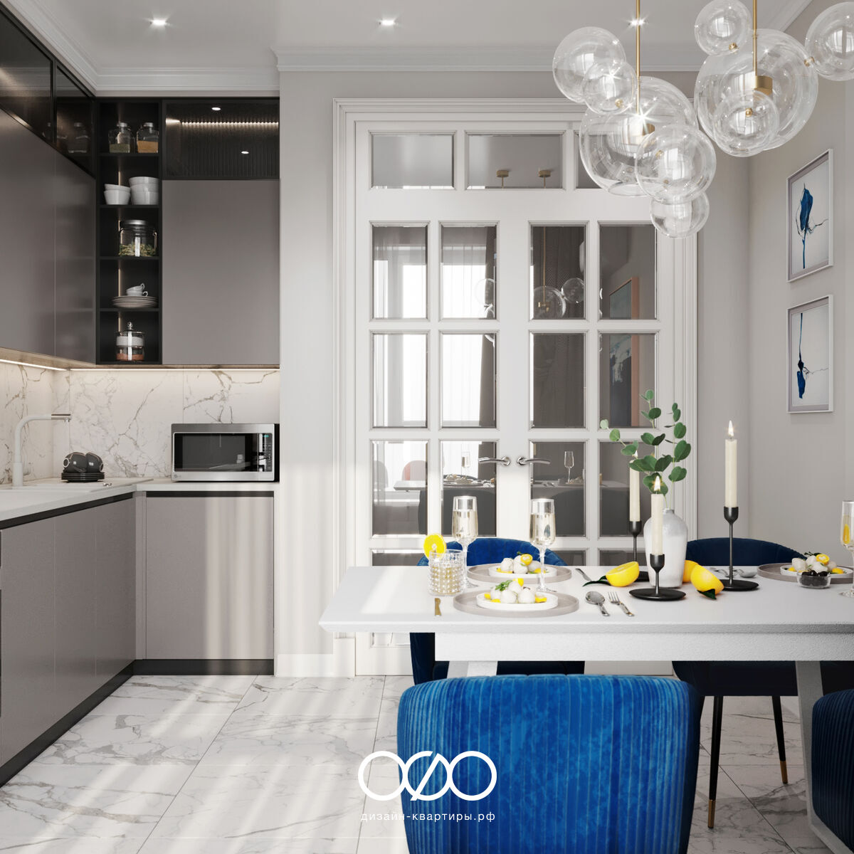 Дизайн-проект 3-комнатной квартиры 74 м2 в современном стиле. Москва, ЖК Holland Park.