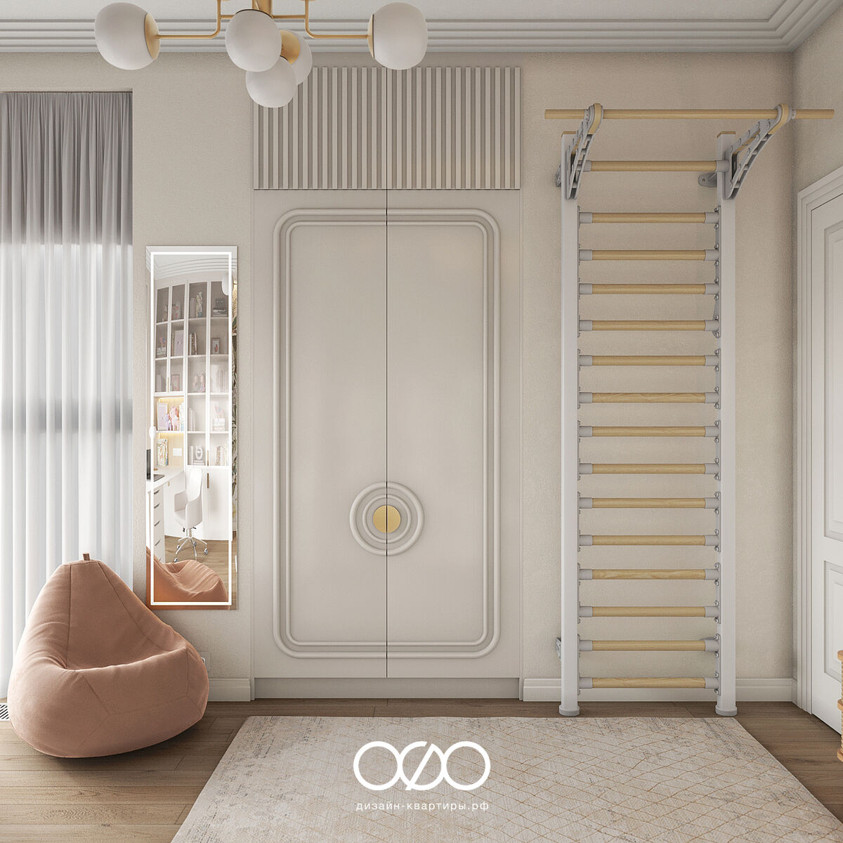 Дизайн-проект 3-комнатной квартиры 71 м² в стиле современная классика, Москва, ЖК RDD