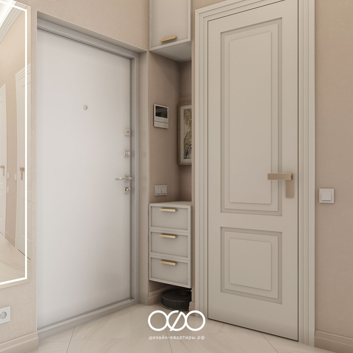 Дизайн-проект 3-комнатной квартиры 71 м² в стиле современная классика, Москва, ЖК RDD