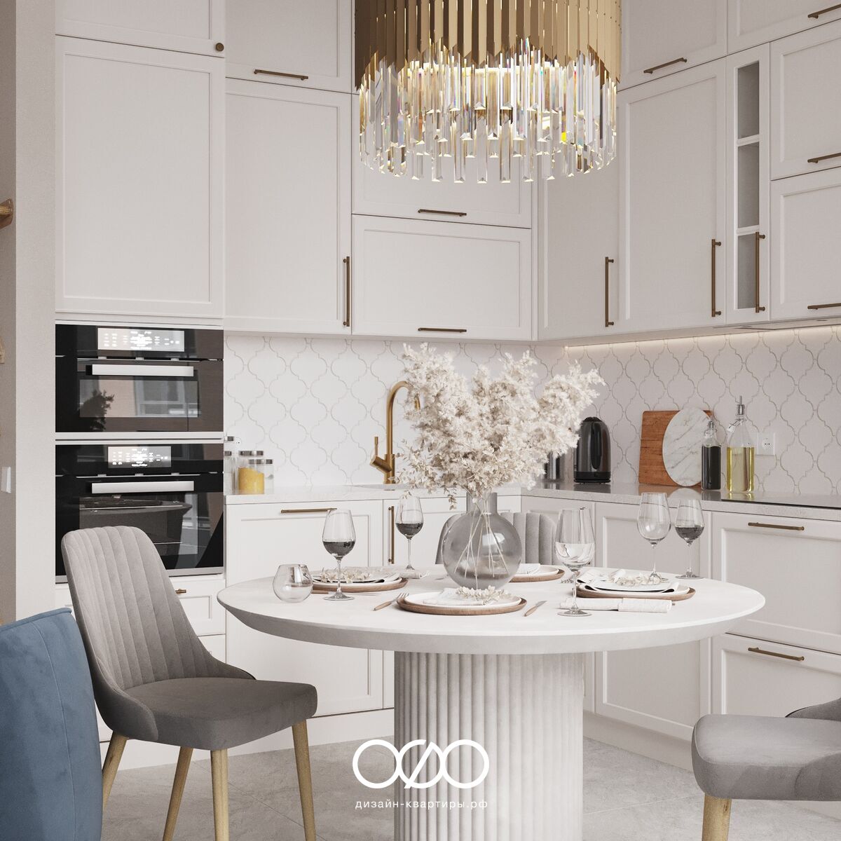 Дизайн 3-комнатной квартиры 74 м² в стиле классика, Москва, ЖК ILove