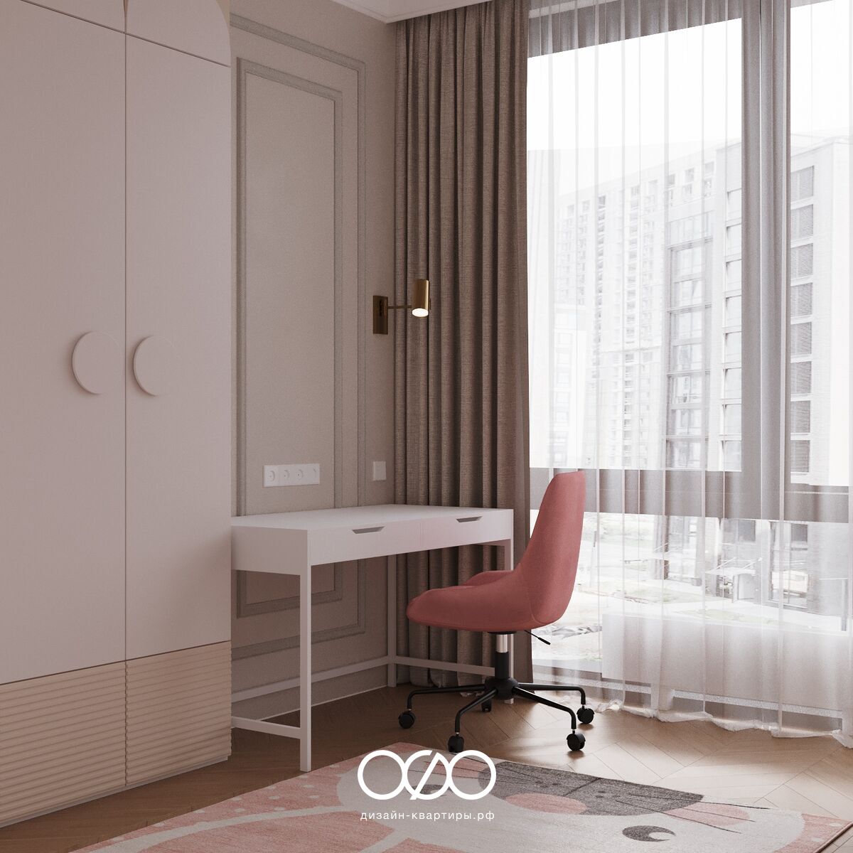 Дизайн 3-комнатной квартиры 74 м² в стиле классика, Москва, ЖК ILove