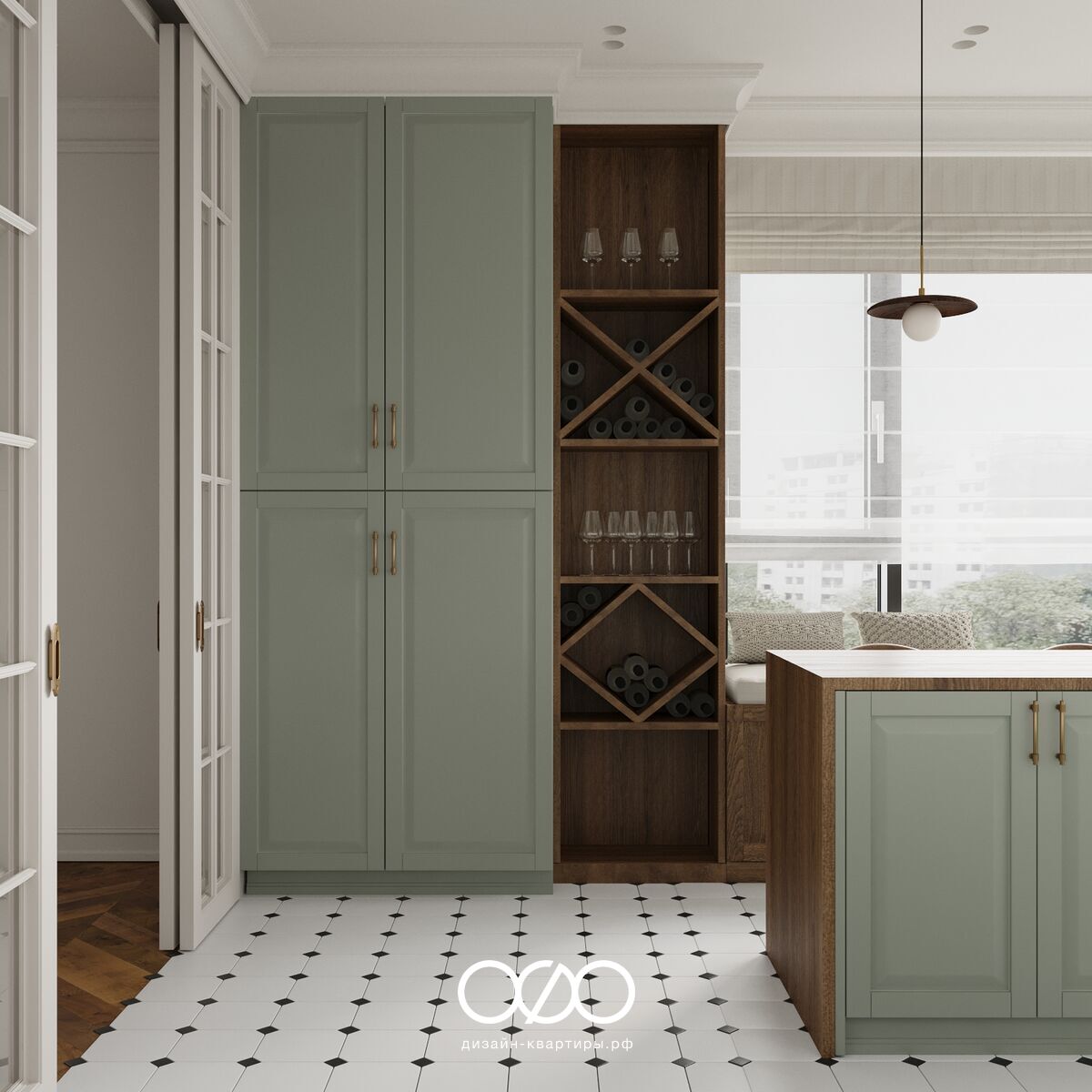 Дизайн 4-комнатной квартиры 151 м² в стиле эклектика, Москва, ЖК Кверкус