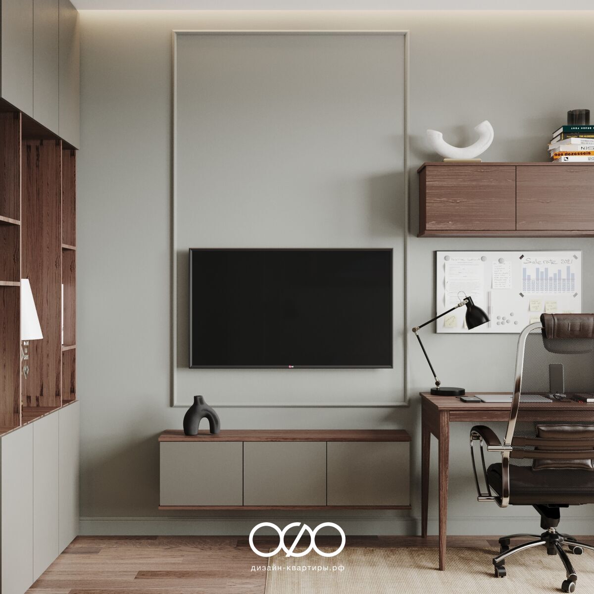 Дизайн 3-комнатной квартиры 62 м² в классическом стиле, Москва, ЖК Вдохновение