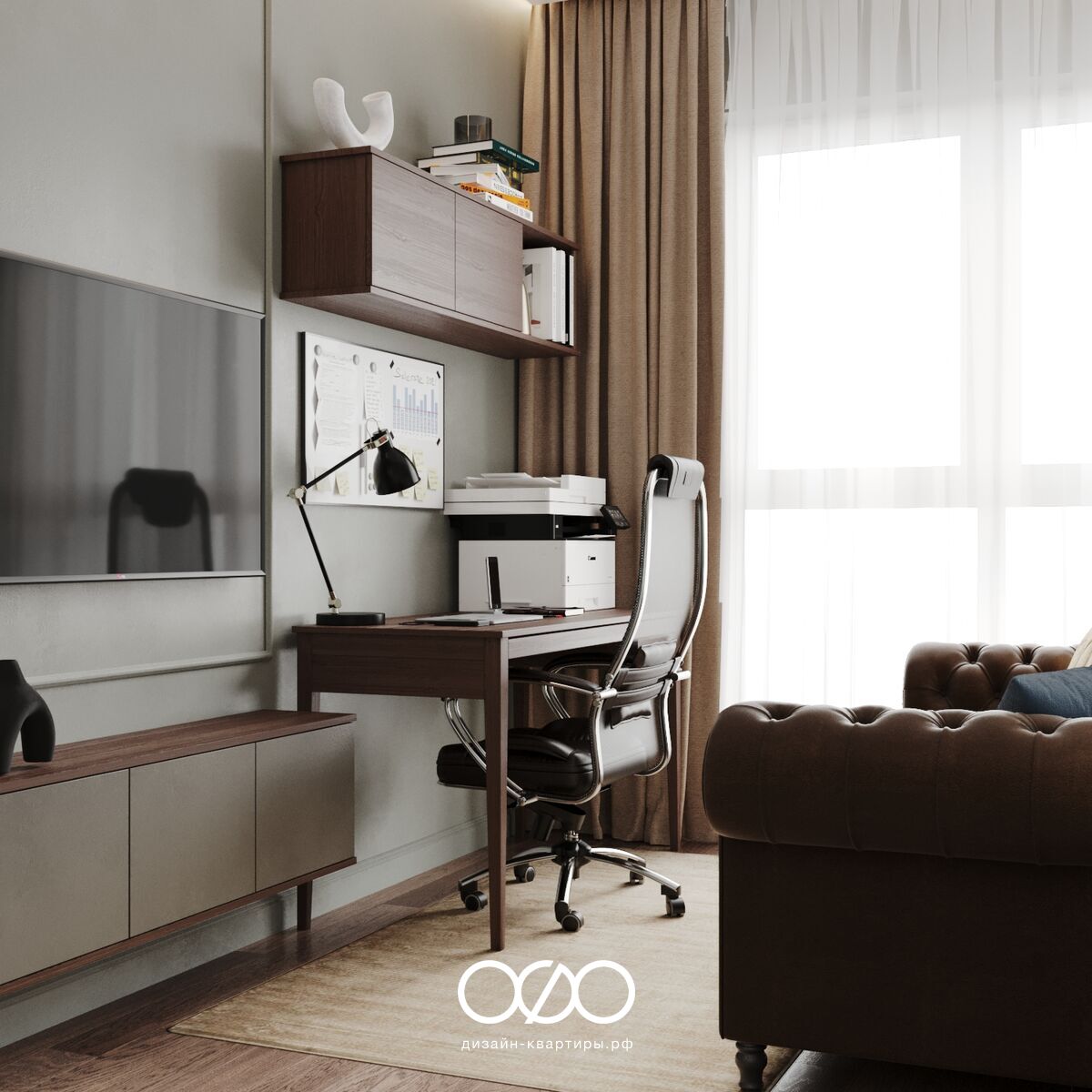 Дизайн 3-комнатной квартиры 62 м² в классическом стиле, Москва, ЖК Вдохновение