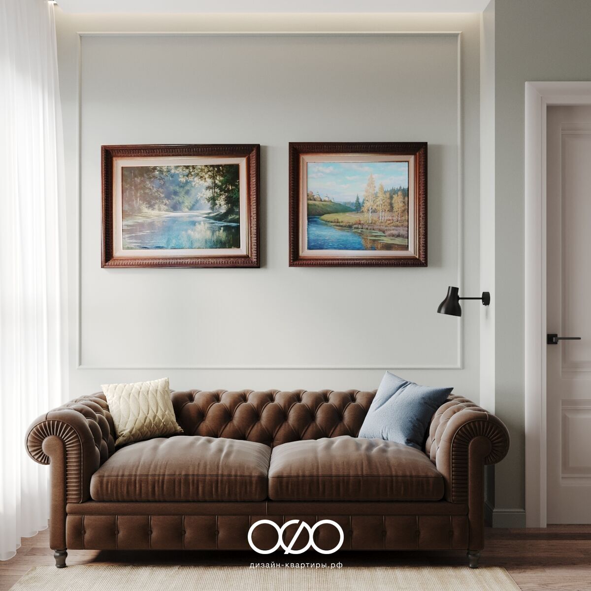 Дизайн 3-комнатной квартиры 62 м² в классическом стиле, Москва, ЖК Вдохновение