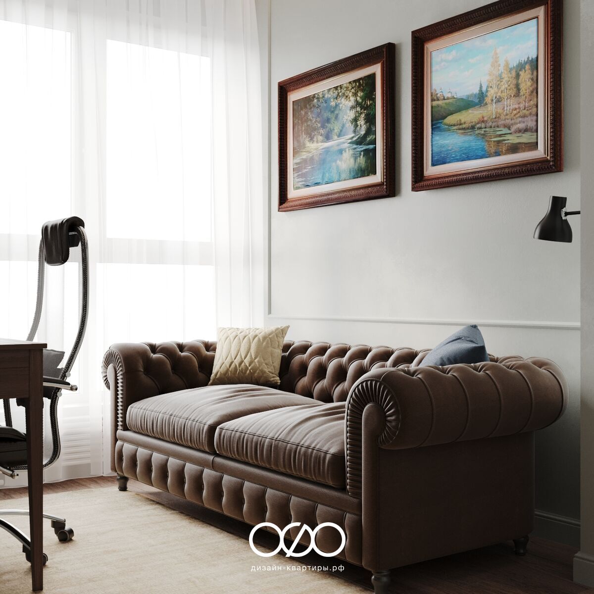 Дизайн 3-комнатной квартиры 62 м² в классическом стиле, Москва, ЖК Вдохновение