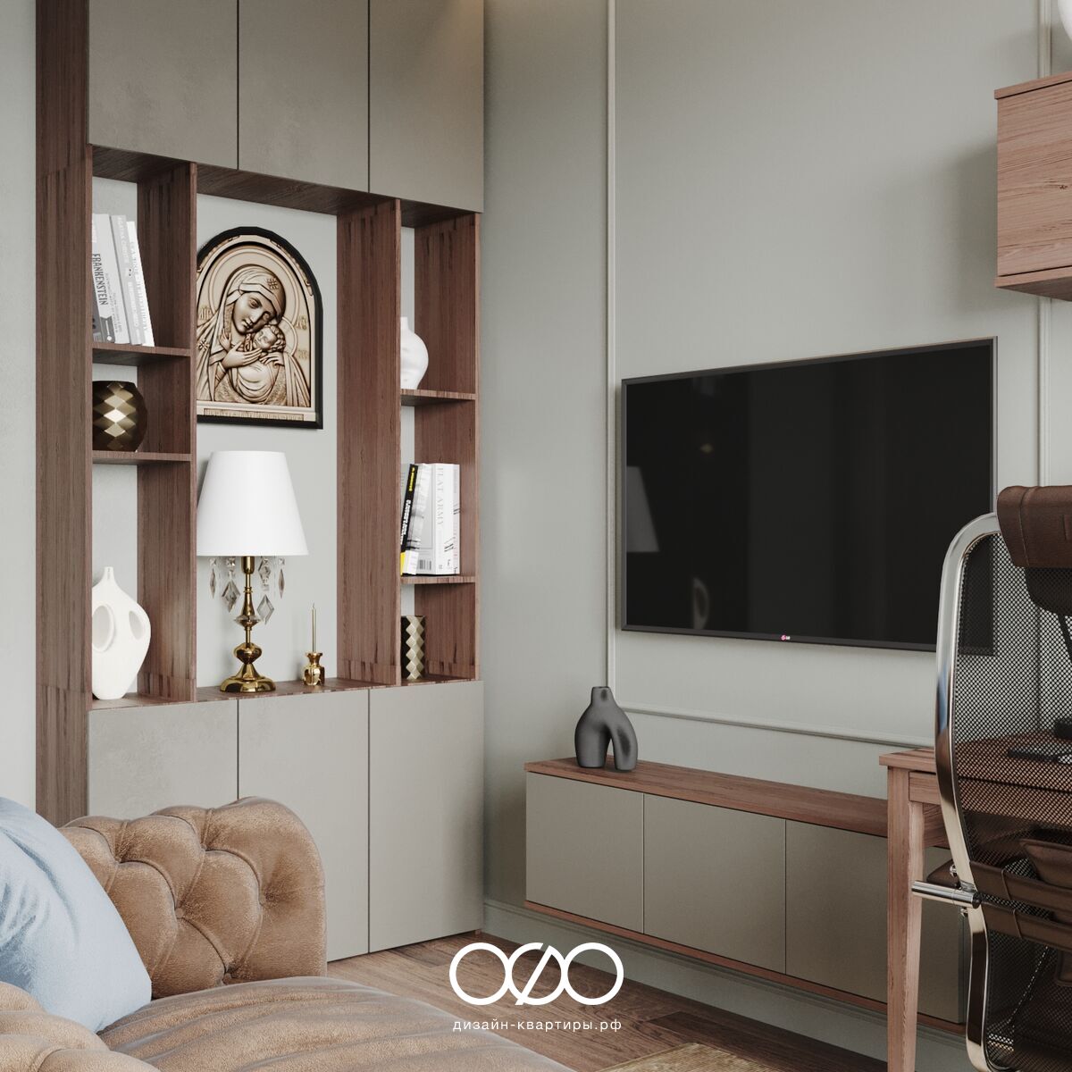 Дизайн 3-комнатной квартиры 62 м² в классическом стиле, Москва, ЖК Вдохновение