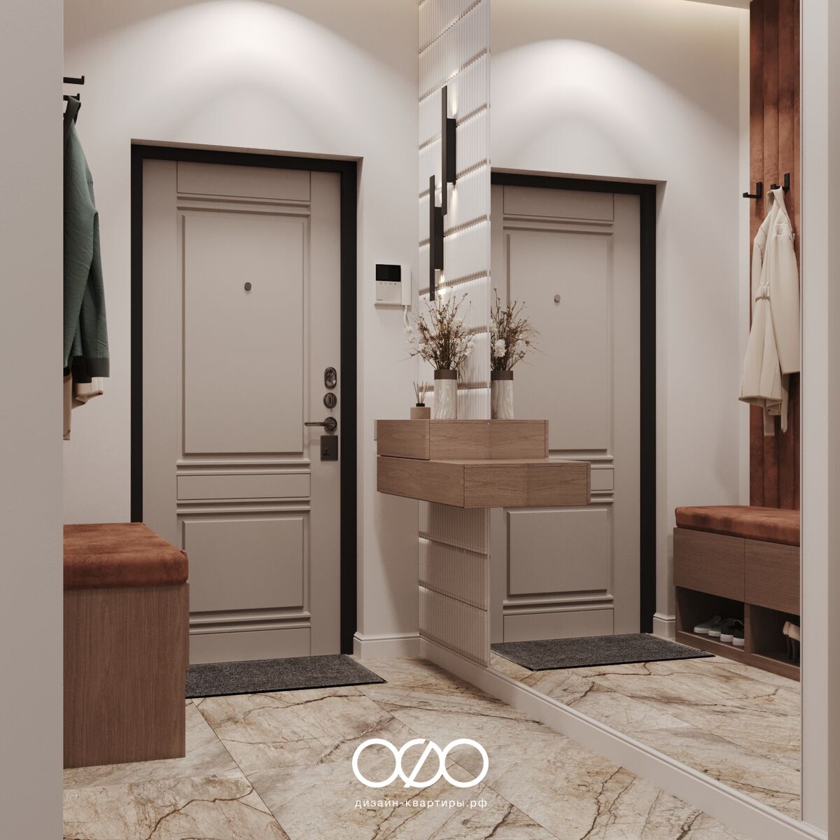 Дизайн 3-комнатной квартиры 62 м² в классическом стиле, Москва, ЖК Вдохновение