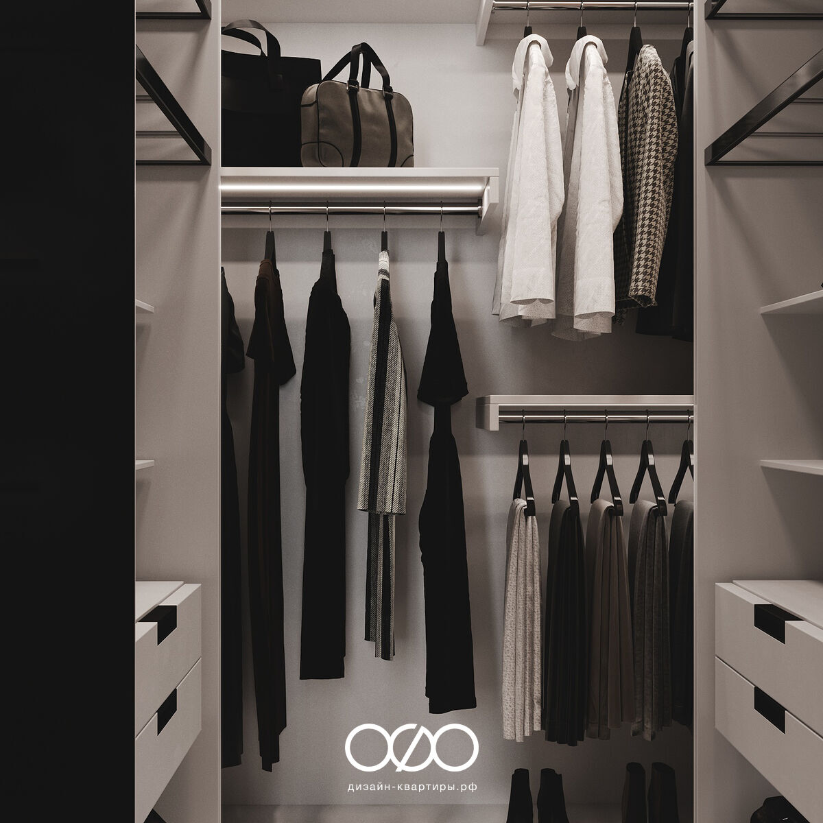 Дизайн 4-комнатной квартиры 95 м² в современном стиле, Москва, ЖК Огни 